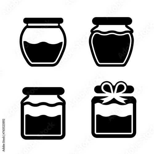 honey jar icon and silhouette on white beckground