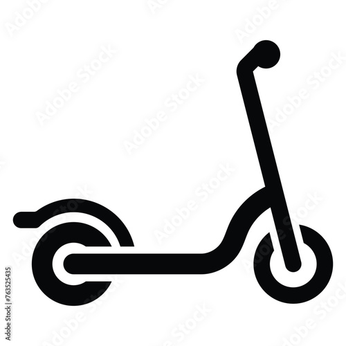 Vector electric scooter icon modern flat design on white background. Kick scooter. Environmentally friendly transport. Black silhouette illustration.