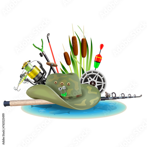 Vector Fishing Concept with Pond
