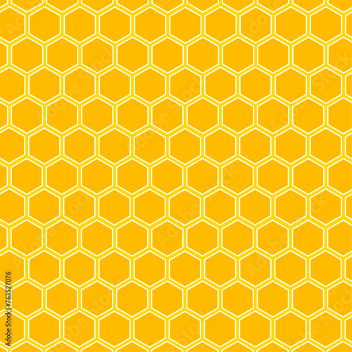 hexagoan Bee hive patter design on yellow background
