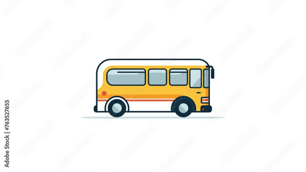 Illustration of a bus on the road. The body is shaking and the tires are spinning as it runs on the road. White background, black background, green screen Chroma key. Flat design, 4K Motion Graphics. Illustration of a bus on the road. The body is shaking and the tires are spinning as it runs on the road. White background, black background, green screen Chroma key. Flat design, 4K Motion Graphics.