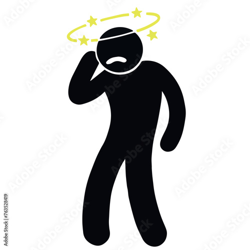 Vector a man has spinning headache icon illustration
