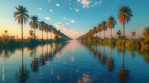 River With Palm Trees © yganko