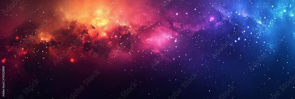 A picture of galaxy, gradient of blue and purple colors, dust and bokeh, shiny sparkles and glow particles, realistic stars and nebula, stars overlay and effect, dramatic lights, AI Generated. - obrazy, fototapety, plakaty 