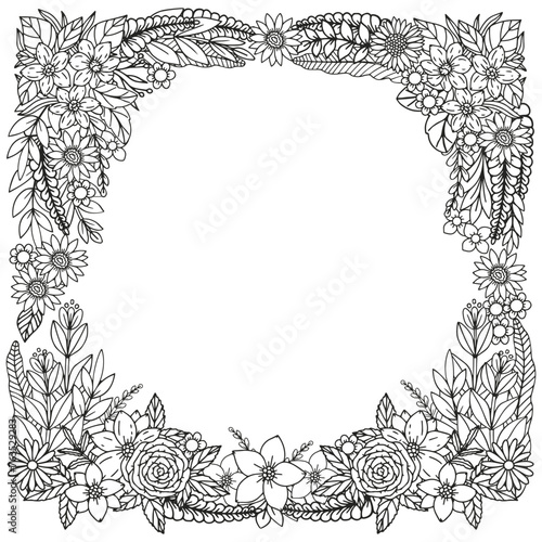 Abstract floral background. Coloring page for adults and children.