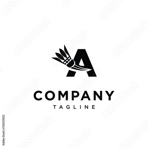 Letter A Shuttlecock Badminton Logo icon vector template.eps