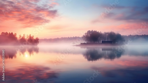 A Serene Blurred Background: Secluded Lake