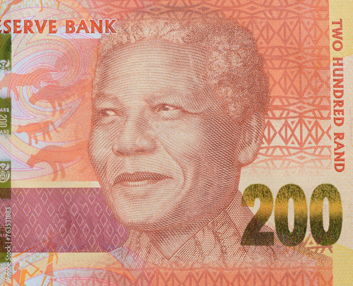 Nelson Mandela portrait on Banknote of the South African rand
