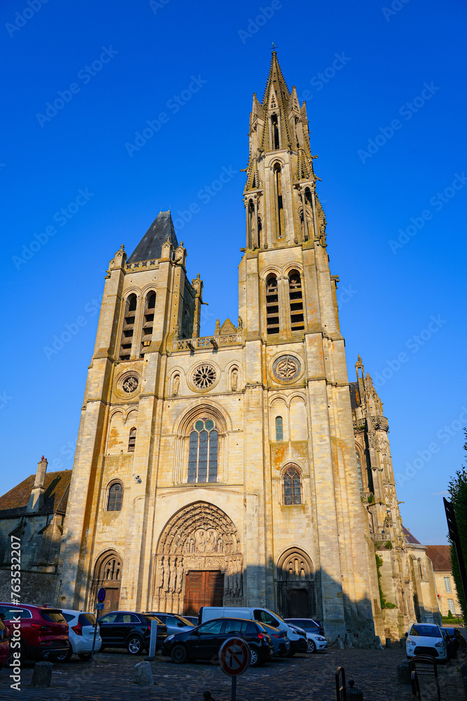 Facade of the Senlis Cathedral in the capital of Oise in Picardy, North of France