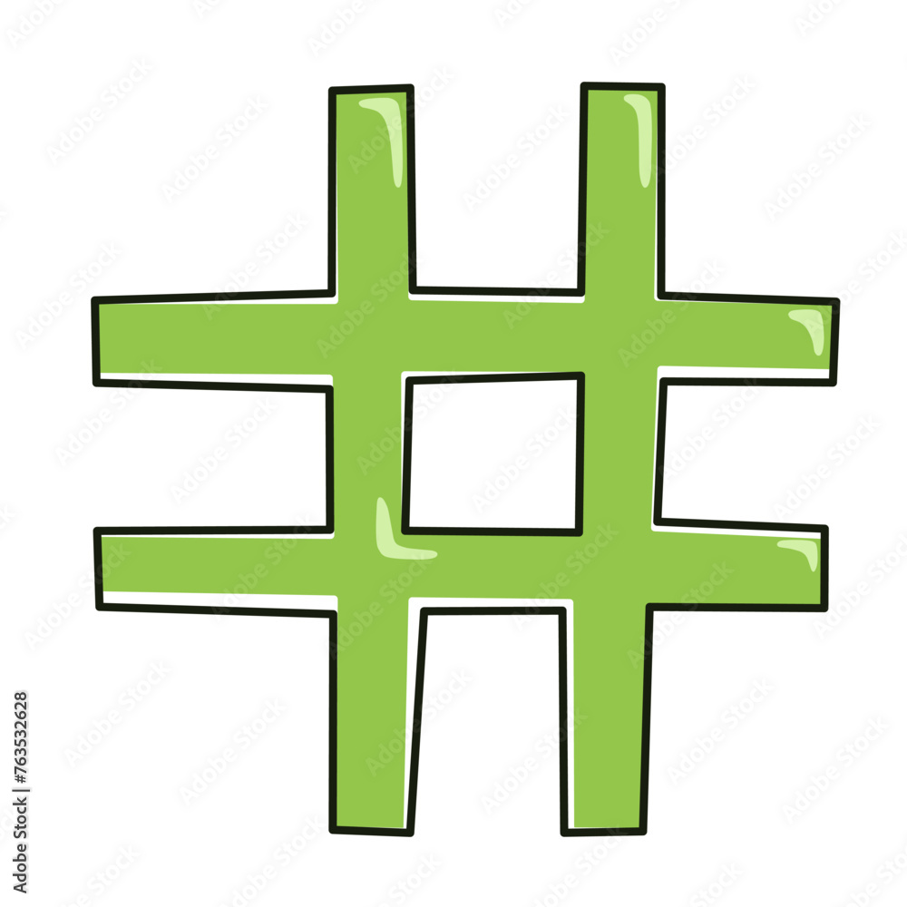 Fototapeta premium Hashtag symbol, hashtag. Vector isolate in doodle style.