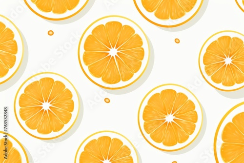 orange slices on a white background. Vector style, background image, seamless pattern
