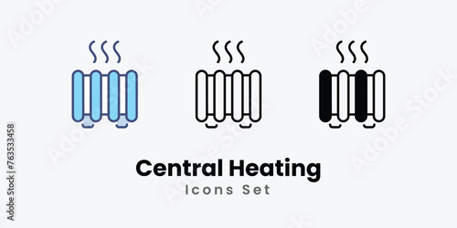 Central Heating icon thin line and glyph vector icon stock illustration