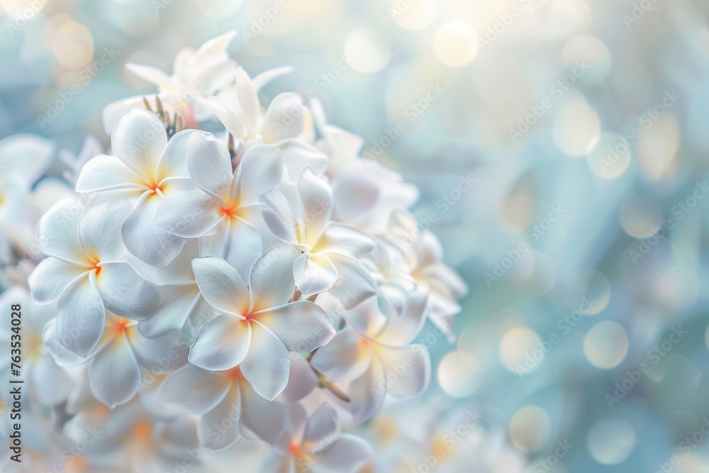 Fototapeta premium A bouquet of white flowers with orange centers. The flowers are arranged in a way that they are all facing the same direction