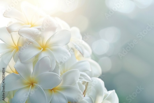A bouquet of white flowers with yellow centers. The flowers are arranged in a way that they are all facing the same direction