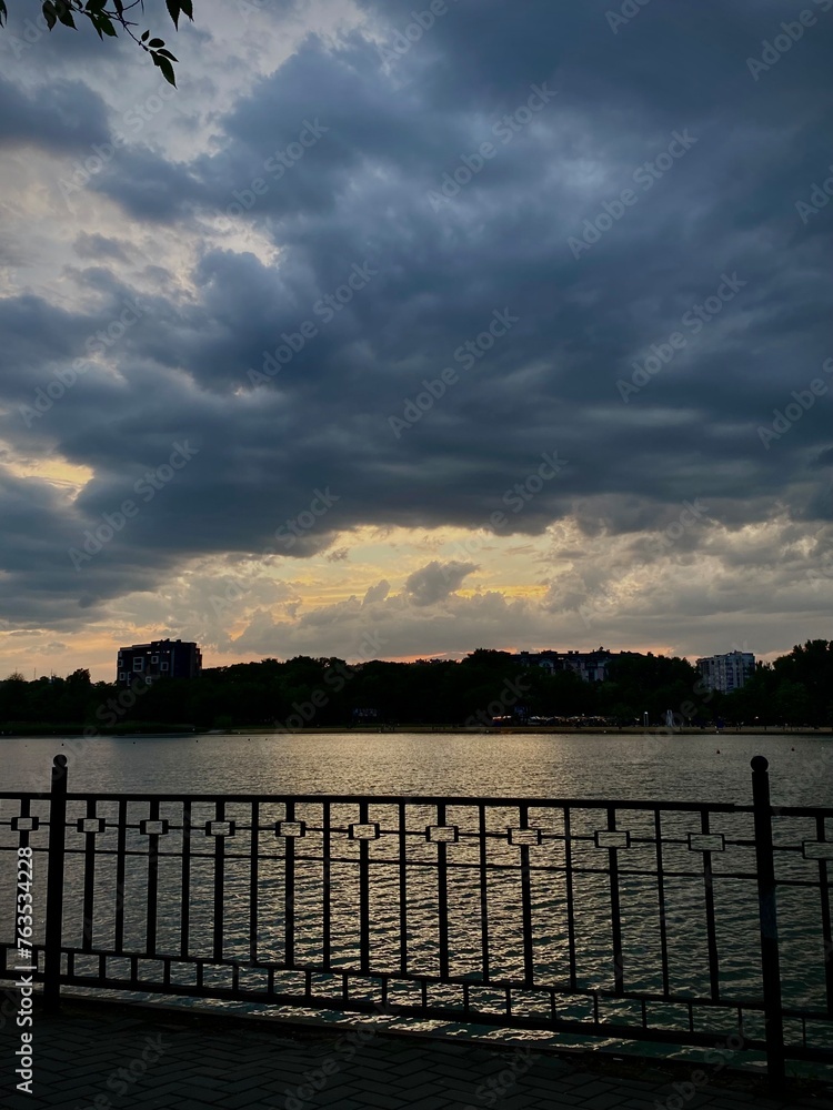 sunset over the river