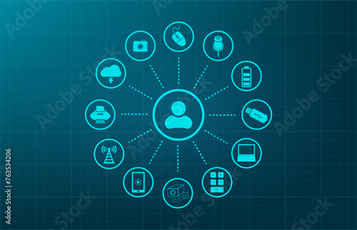 Vector illustration on a blue background.