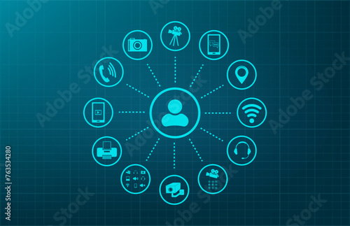 Vector illustration on a blue background.