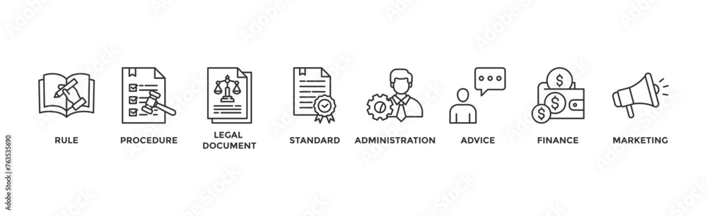 Guideline banner web icon vector illustration concept with icon of rule, procedure, legal document, standard, administration, advice, finance, marketing Guideline banner web icon vector illustration concept with icon of rule, procedure, legal document, standard, administration, advice, finance, marketing