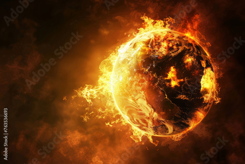 Graphic representation of the Earth experiencing its hottest recorded year, highlighting climate change concerns photo