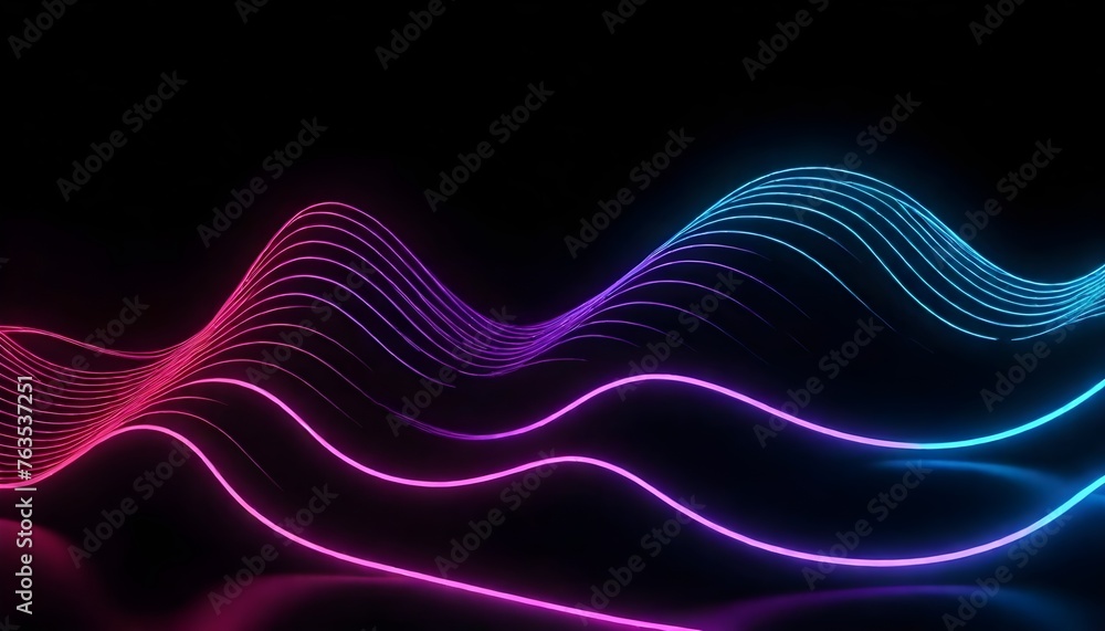 Abstract neon light waves with blue and blue colors on a black background Abstract neon light waves with blue and blue colors on a black background