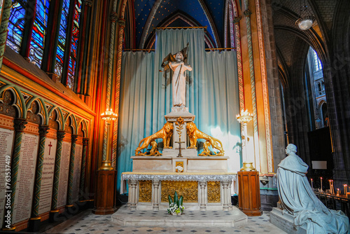 Statue of Joan of Arc in a chapel of the Orléans Cathedral of Sainte Croix (
