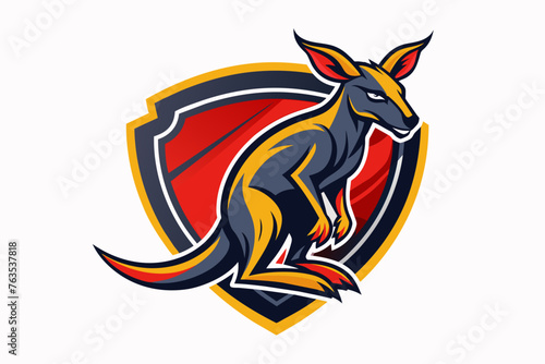 Fototapeta Naklejka Na Ścianę i Meble -  A sports team logo featuring a kangaroo vector art illustration