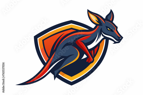 Fototapeta Naklejka Na Ścianę i Meble -  A sports team logo featuring a kangaroo vector art illustration