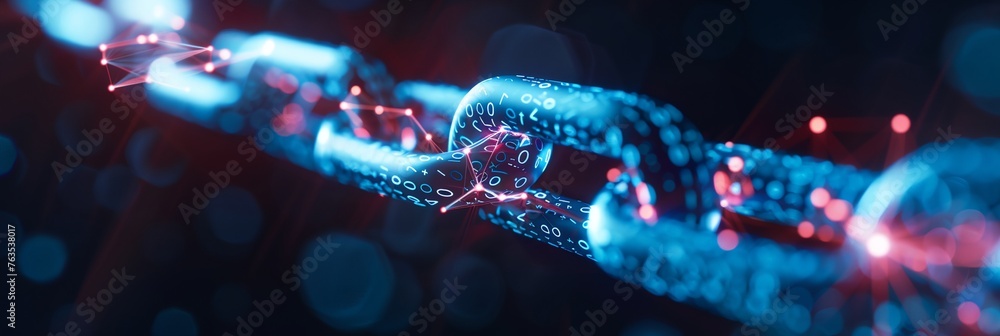 A chain with a blue link - obrazy, fototapety, plakaty 