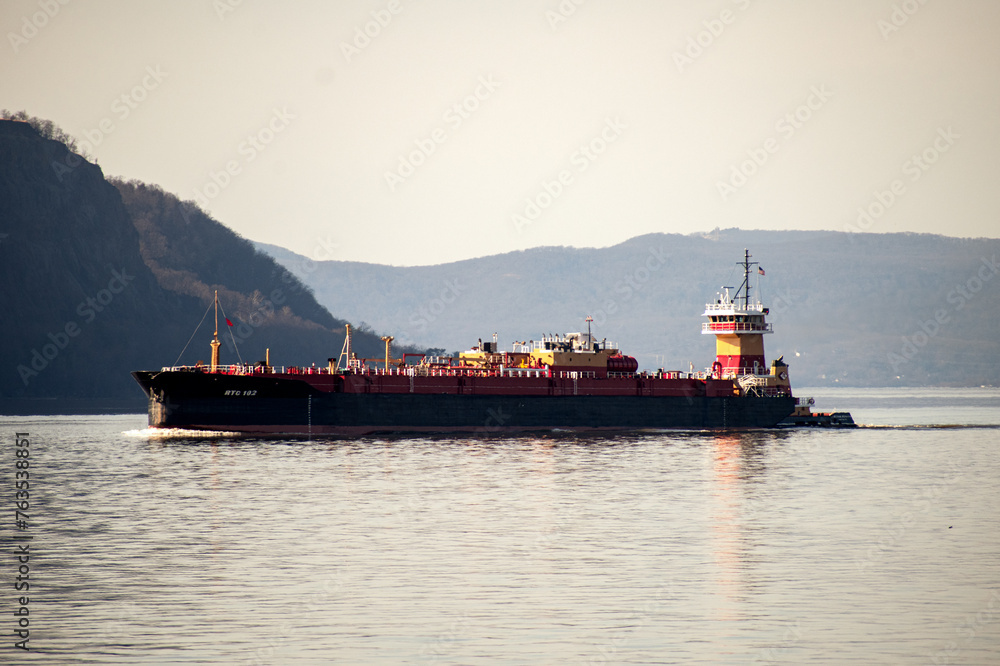 cargo ship on the river 