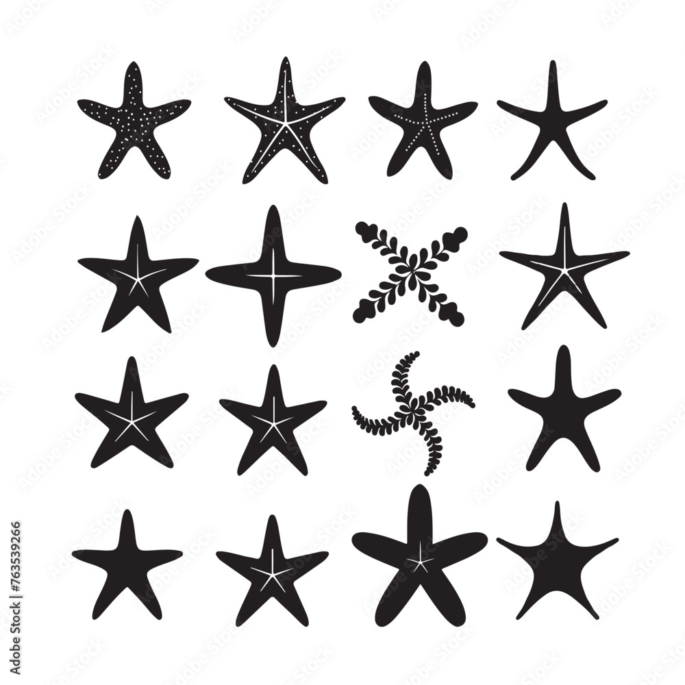 Starfish silhouette vector set Starfish silhouette vector set