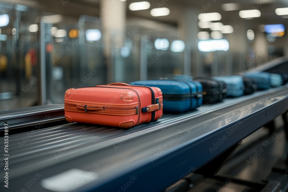 Suitcases on the conveyor belt