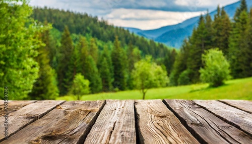 image of front rustic wood boards and background of forest