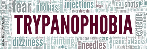 Trypanophobia word cloud conceptual design isolated on white background.