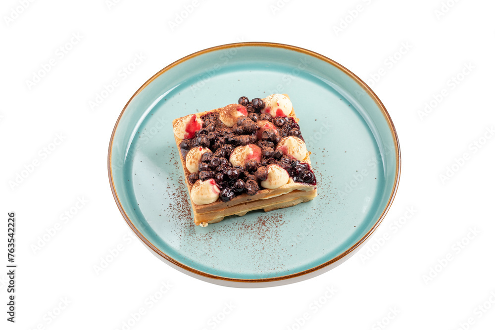 Viennese waffles on a plate, transparent background, cut out Viennese waffles on a plate, transparent background, cut out