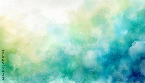 blue green and white watercolor background painting with cloudy distressed texture and marbled grunge soft yellow beige lighting and gradient blue green colors