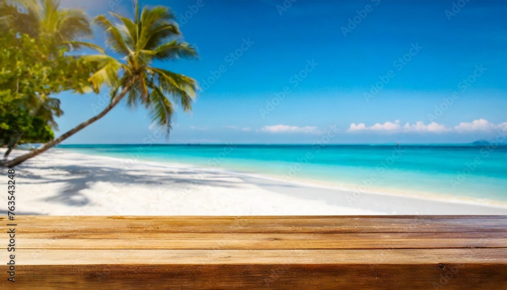 table background of free space and summer beach landscape with clear skies