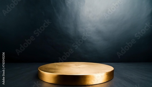 black gold podium background stand or blank stage platform or minimal golden modern showcase pedestal on product exhibition display cosmetic backdrop with luxury studio template scene 3d rendering