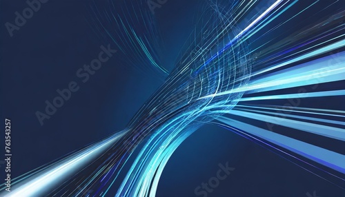 vector abstract science futuristic energy technology concept digital image of light rays stripes lines with blue light speed and motion blur over dark blue background