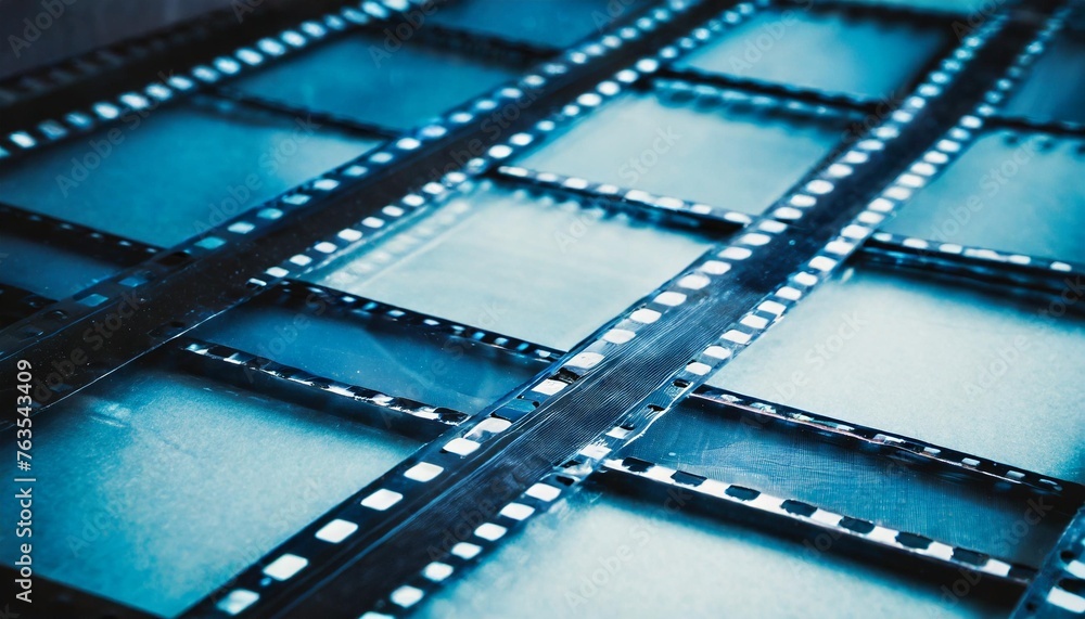 blue film strip negative frames background