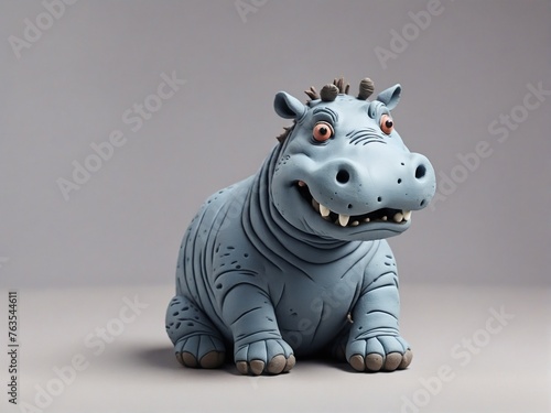 Handmade plasticine clay funny animal hippopotamus for children
