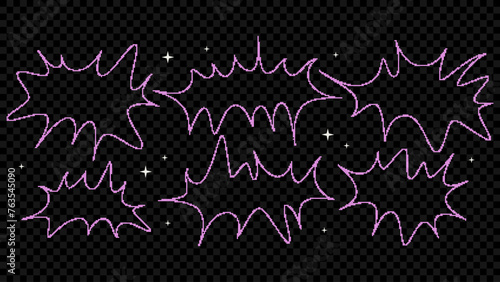 Bitmap graffiti abstract clouds. Set of trendy different bitmap graphic elements in a futuristic style with a pixel effect for collage, retro design. 8 bit. Vector illustration. Y2K concept.