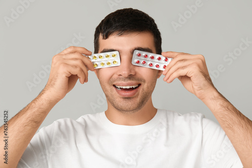 Young man with blisters of ...