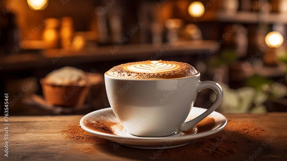 Coffee Connoisseur's Delight: A Detailed Shot Capturing the Rich Aroma of a Cappuccino Cup Grasped Comfortably