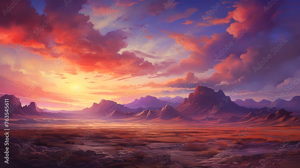 Twilight Splendor: Desert Landscape at Dusk




