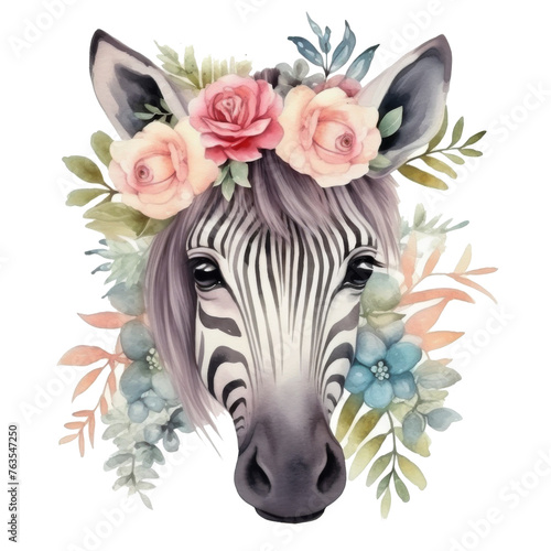A Zebra Wearing a Flower Crown