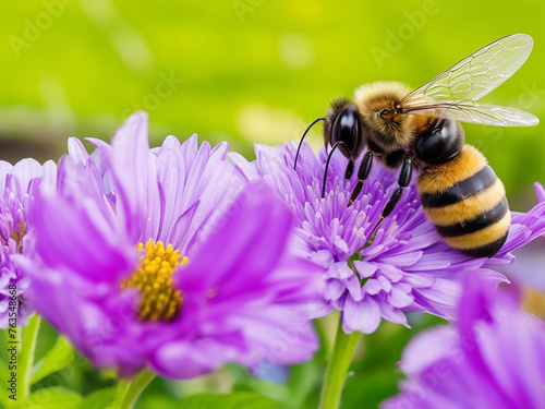 The bee is sitting on the flower garden