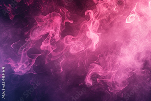 A lively and swirling viva magenta smoke pattern, with light and splashes, set against an abstract, ink-in-water themed background