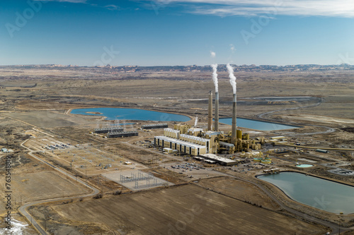 Aerial View Coal Power Plant in Rural Landscape with Mountains in Background – Utah