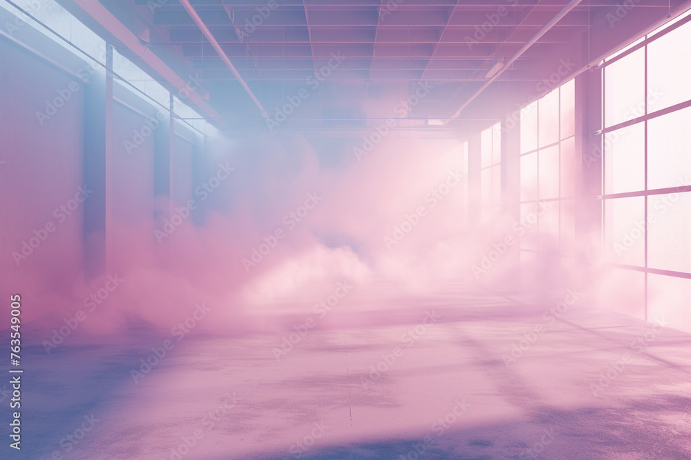 A peaceful and dreamy blend of sky blue and gentle mauve smoke, creating a serene gradient in a 3D garage with soft, diffused light A peaceful and dreamy blend of sky blue and gentle mauve smoke, creating a serene gradient in a 3D garage with soft, diffused light