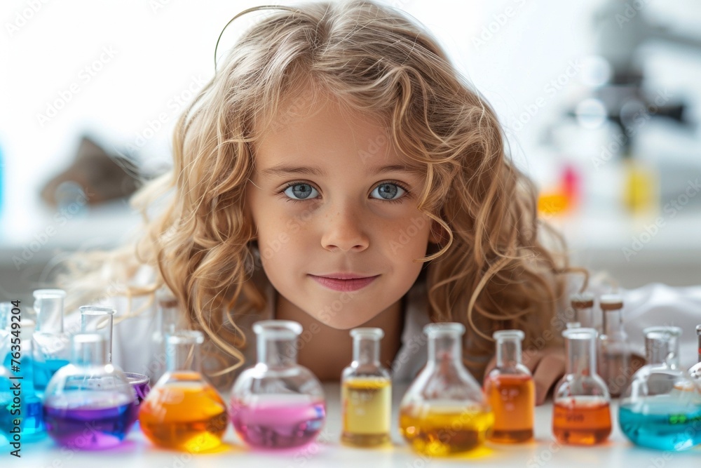 In a school laboratory, children engage in scientific experiments, learning about chemistry and biology. In a school laboratory, children engage in scientific experiments, learning about chemistry and biology.